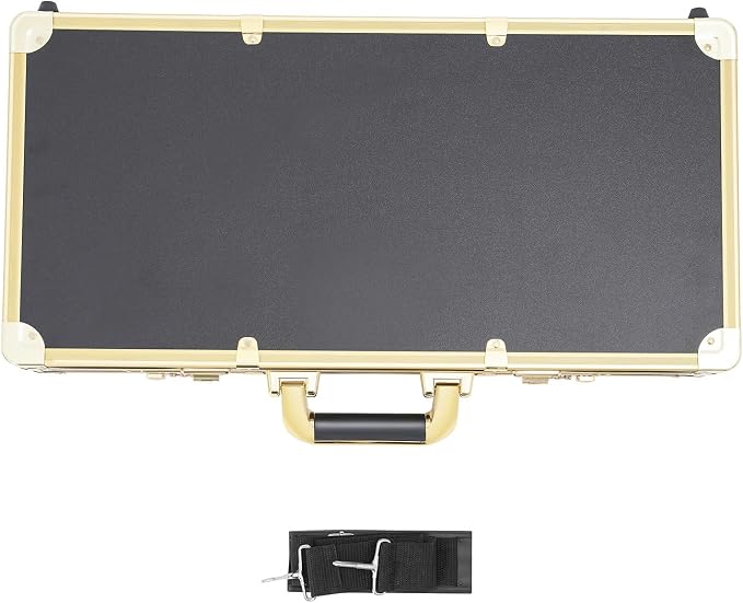 Professional Barber Carrying Case with Fireproof Panel & 3-Digit Lock, Aluminum Alloy Stylist Organizer for Hairstylists, Pet Groomers, Makeup Artists (Golden)