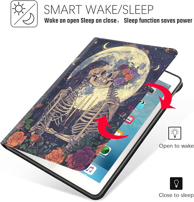 Tablet Case for iPad 5th Generation 2024 iPad Pro 11 inch (M4),Shockproof Protective Cover with Stand,Auto Wake/Sleep,Skeleton Couple