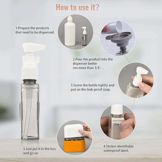 Bpluma Travel Bottles, Leak Proof Containers For Toiletries TSA Approved Airplane Accessories Kits For Liquid With Labels | For Toiletries TSA Approved Airplane Accessories Kits For Liquid With Labels