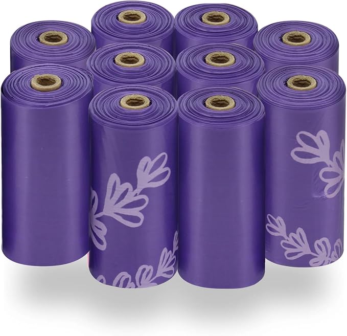 Best Pet Supplies Poop Bags for Dogs - Assorted Colors, 150 Count | Scented, Leak-proof, Easy-Tear perforations, 15 Thick Bags per roll, Outdoor Walking & Travel, Fits Standard Holders