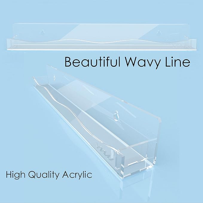 Clear Acrylic Nail Polish Rack Wall Mounted Shelf,6 Pack Organizer with Unique Wavy Lines,Nail Supplies for Techs,Great Display Salons Retailers