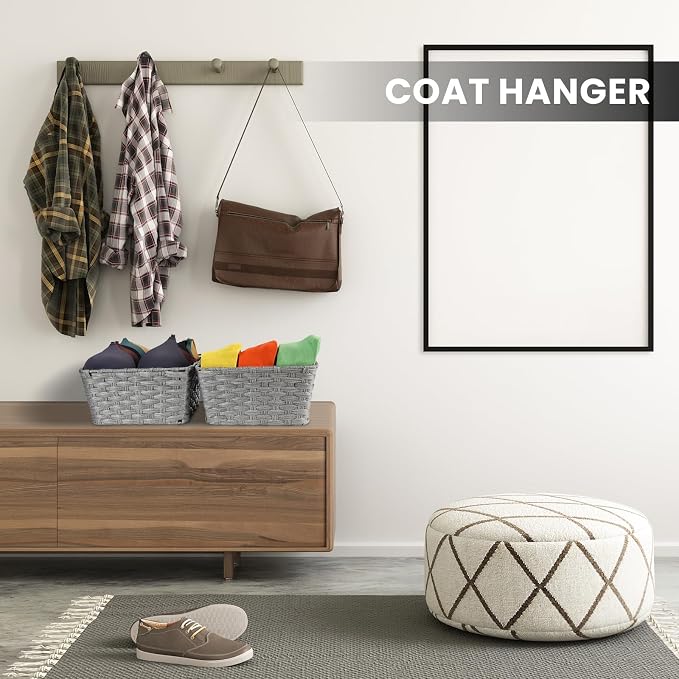 2-Pack Plastic Wicker Storage Baskets for Bathroom, 12"x12"x6", Grey | onlytak Woven Storage Baskets, Stackable & Durable, for Shelves, Closet, Toilet Paper, Home Organizing