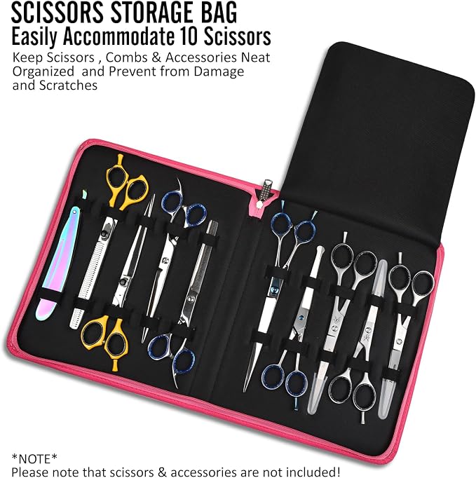 Case Holds 10 Grooming or Beauty Shears (PINK)