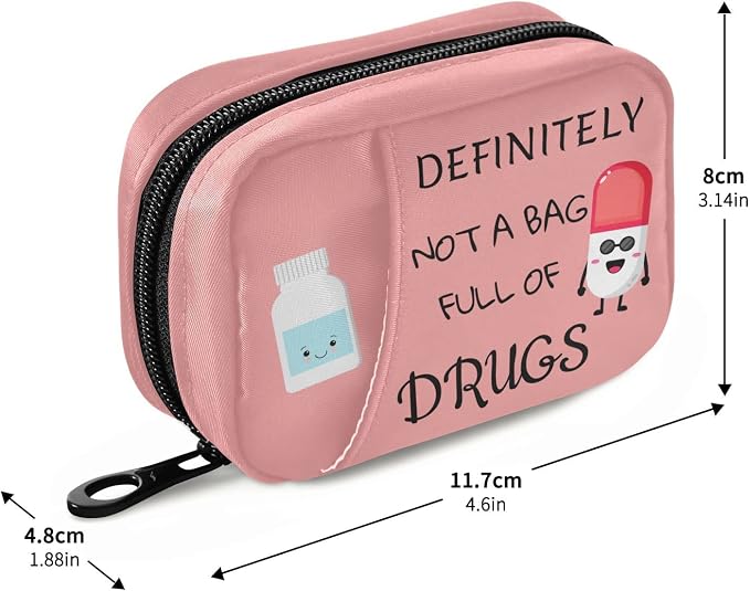 Pill Organizer Pill Character Pill Box 7 Day Pill Case Bag Travel Pill Organizer Bag with Zipper Portable Weekly Case Compact Size for Vitamin Supplement Holder