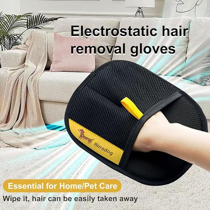 3-Pack Magic Brush Pet Hair Removal Gloves with A Hair/Lint Removal Tool – Remove Cat/Dog Fur from Clothing, Furniture, Car Seats, Bedding & Carpet