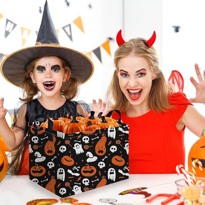 Halloween Ghost thriller basket,Empty Halloween basket,Horror and thriller decor,Trick or Treat Box for Boys and Girls,Horror decor(Cute pumpkin)