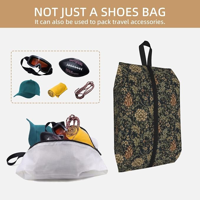 Morrisstyle Victorian Floral Travel Shoe Bag for Men & Women, Waterproof Shoe Storage Organizer with Zipper, Portable Shoe Pouch for Sneakers, Heels, Sandals, Gym & Travel Luggage 2PCS