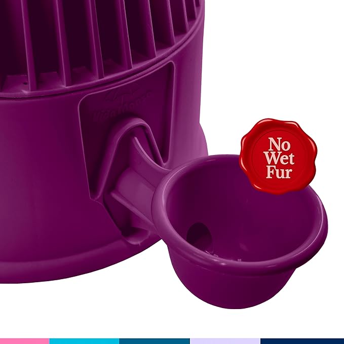 Pet Water Dispenser for Dogs and Cats, 67.6 oz – Gravity-Fed Water Bowl for Clean Drinking, Prevents Wet Fur, BPA-Free Polypropylene, (Opaque Purple)