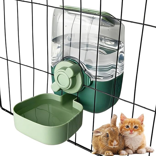 Rabbit Water Bottle, 34oz Pet Hanging Water Dispenser, Cat Water Feeder for Small Animal Ferret Guinea Pig Chinchilla Small Dog Cage Grid Spacing 1.2''-2.1'' (Green)