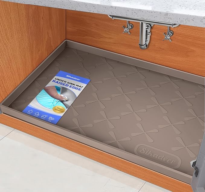 Waterproof Under Sink Mat 40" x 22" Silicone Mat Cabinet Protector | Heavy Duty Deep Drip Tray, Extra Thick Non Slip Liner for Kitchen & Bathroom, Pets, Organizer, Storage, Boots, Home Essential