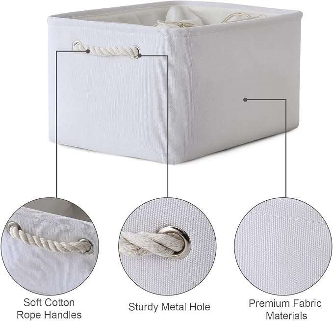 Storage Basket for Gifts Empty - X Large - 3 Pack 17.7L×13.8W×9.8H in Collapsible Storage Bin for Shelves, Toy Box Storage for Gifts Book Laundry (White)