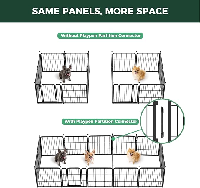 FXW Rollick Dog Playpen with Divider Connectors, 24" H, 16 Panels | Heavy-Duty & Easy setup Play Area, Two-Zone Layout, Indoor & Yard, For Puppies & Small Dogs, Patented