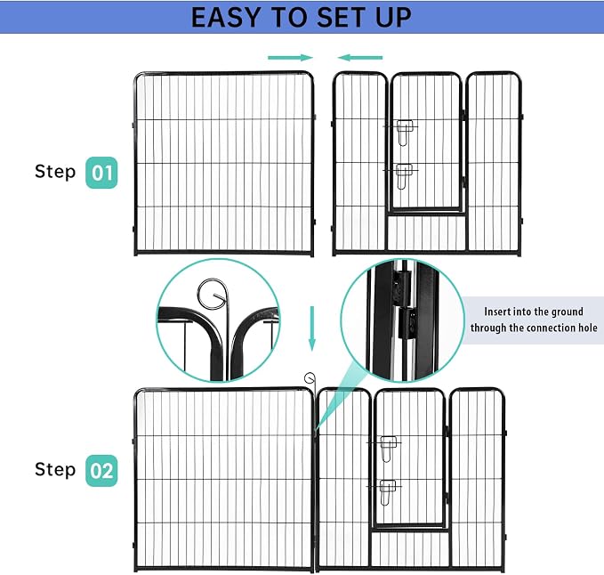 BestPet | Dog Playpen | 32 Inch, 32 Panels | Heavy Duty Metal Pet Exercise Pen | Indoor Outdoor Fence Panels | Rust-Resistant, Removable, Tool-Free Setup | Anti-Skid, Expandable Design