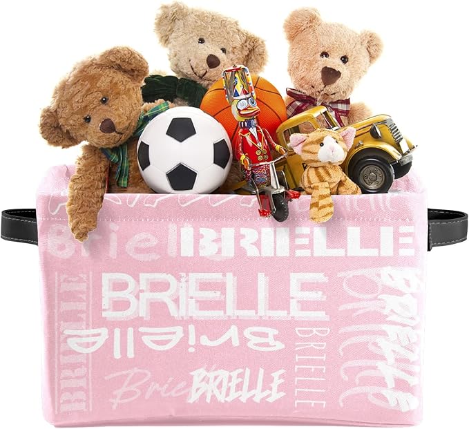 Personalized Storage Bins with Name Custom Kids Storage Basket Cubes Organizer with Handles for Organizing Boys and Girls Toys Shelf Closet Nursery Baskets Boxes, 1 Pack
