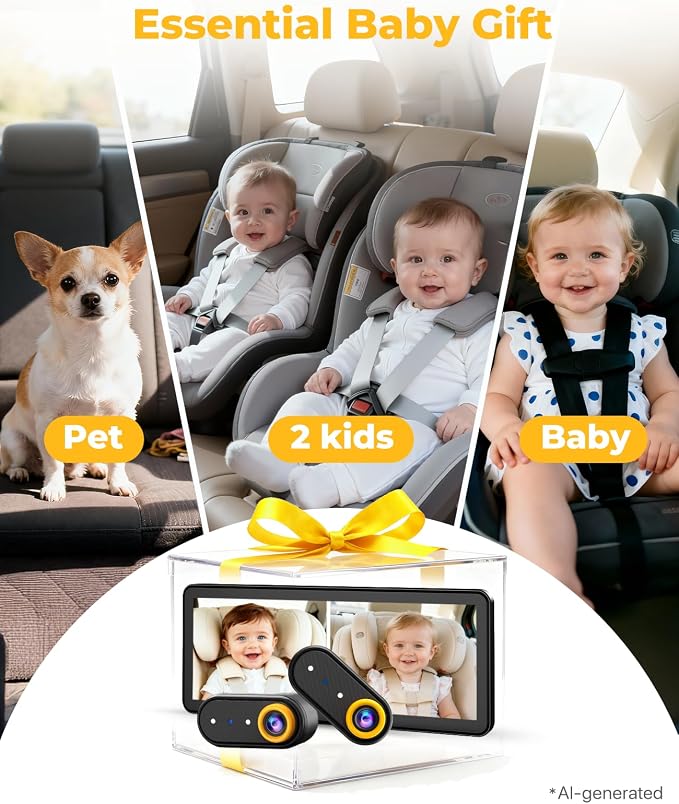 LUCKVIEW BM5PRO Dual Baby Car Camera, 7.2" 1080P Split Monitor
