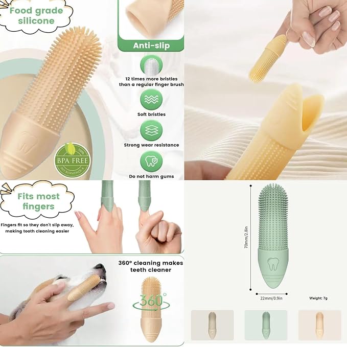 Pet Hair Removal Glove for Cats & Dogs with Silicone Pet Toothbrush – Reusable Magic Brush – Five-Finger Electrostatic Pet Hair Remover Glove for Laundry, Couch, Carpet & Car Seat