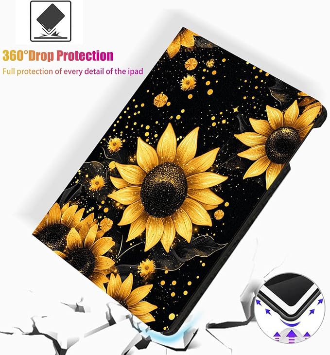 for Microsoft Surface Pro 11/10/9-13" 2024/2022 Tablet Case,Auto Wake/Sleep,Adjustable Stand Protective Cover - Sunflower