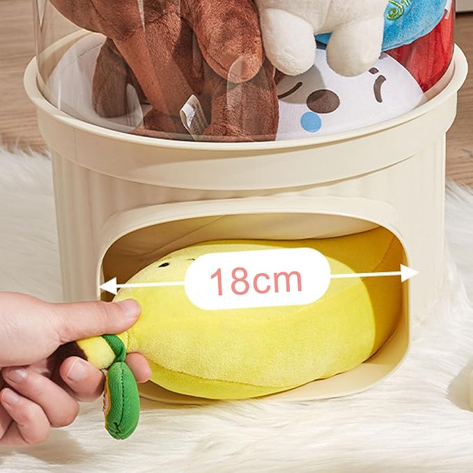 Derefine Toy Storage Container, PET Transparent Cylinder Plush Toy Display Bucket with PP Lid, Multifunctional Sturdy Durable Storage Organizer for Home Organization(Pink)