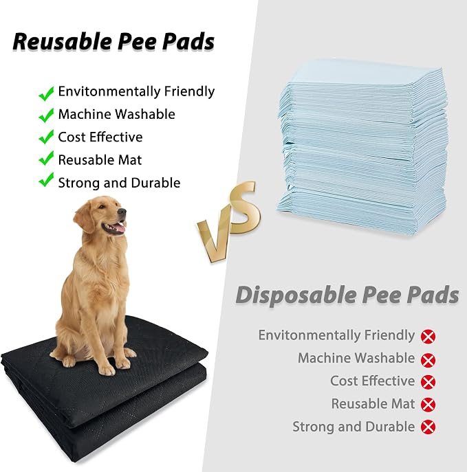 Washable Pee Pads for Dogs 48"x48" Reusable Puppy Pad Pet Training Pads, Waterproof Mat Non-Slip, Dog Pee Pad Whelping Pads Dog Mat-Playpen,Crate,Sofo,Car,Potty,Bed