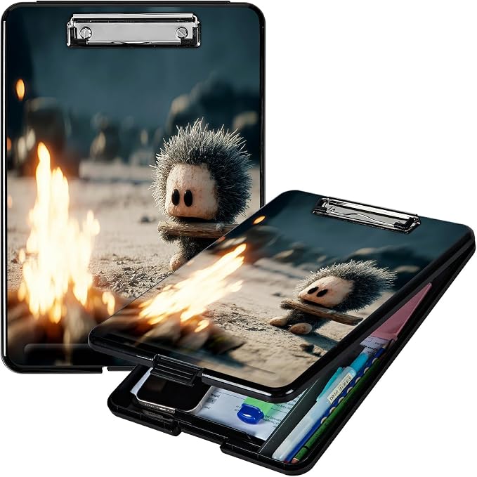 Heavy Duty Storage Clipboard, Slim Nursing Clipboard with Internal Pen Case, Portable File Organizer Case for A4 Letter Size Paper Office Medical Professionals, Flame Pet