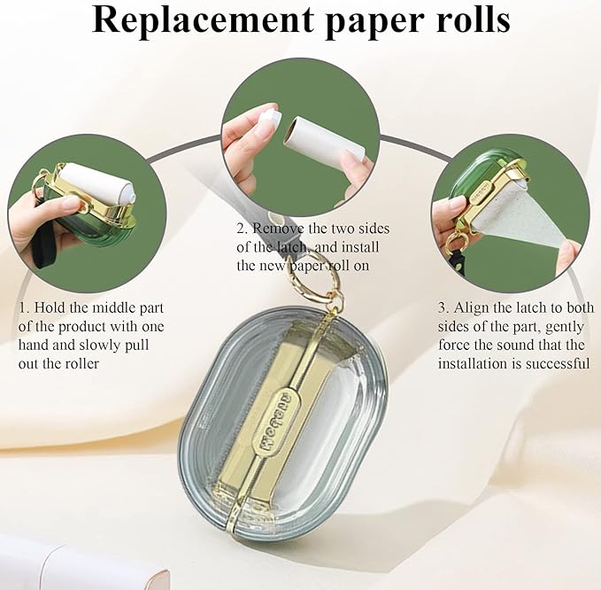 Double-Sided Travel Portable Lint Roller with Hand Strap, Reusable Mini Extra Sticky Dog Cat Pet Hair Remover, Luxury Lint Remover for Clothes Bag Dust Fuzz Fur with 4 Refills, Grey