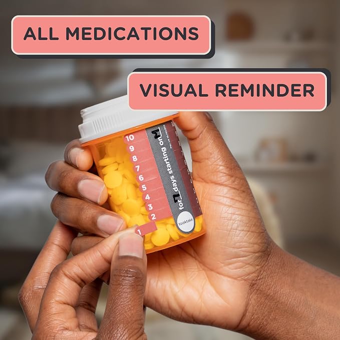 TOOKTAKE 10-Day Tracking Stickers for Vitamins & Medication in All Forms,Vitamin Organizer,Easy Pill Tracker,Daily Pill Organizer,Medicine Organizer,Weekly Pill Box,7 Day Week, AM/PM, Day & Night