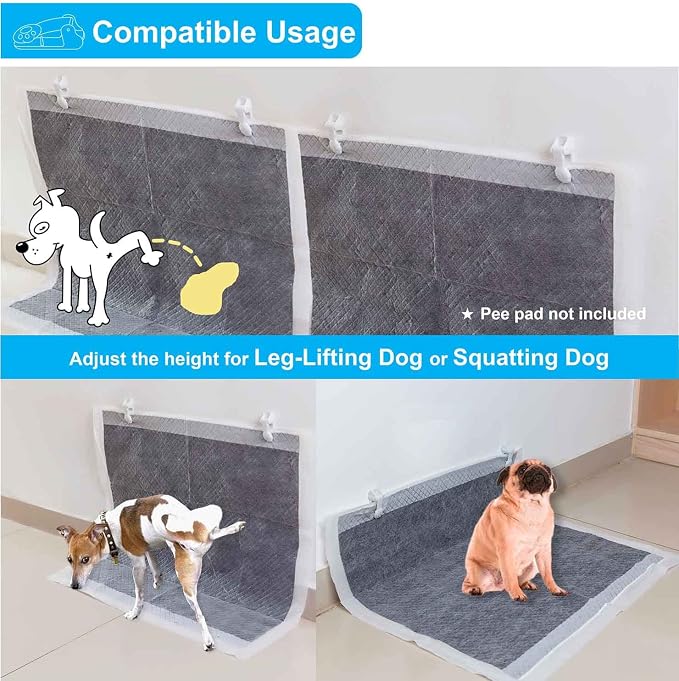 Dog Pee Pad Holders for Male Puppies, Potty Traning Pad Clips, White-6 Pack | Wall Clips for Male Dog or Leg-Lifting Puppy Indoor Toilet/Litter Box, for Small & Large Size Disposable/Reueable Wee Wee Pad
