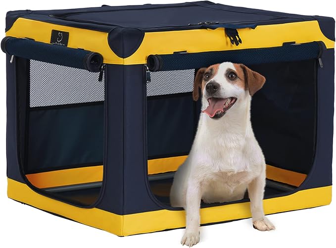 A 4 Pet 26-in Collapsible Soft Dog Crate, Small Dogs, Travel | patented screw frame, Lockable zippers, waterproof base, washable cover, outdoor/indoor/car