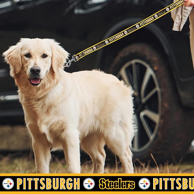 NFL PET Leash Pittsburgh Steelers Dog Leash, Large Football Team Leash for Dogs & Cats. A Shiny & Colorful Cat Leash & Dog Leash Licensed by The NFL