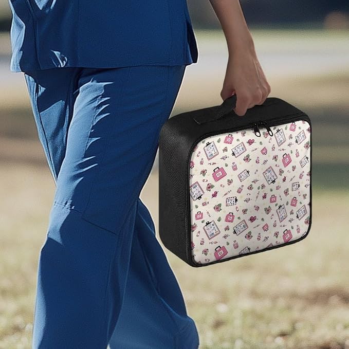 Portable Empty First Aid Kit Bag Travel Medicine Pouch Nurse Floral Print Medical Bag Empty Medium Dorm Medicine Organizer Storage Bag for Car Home Travel Hiking School