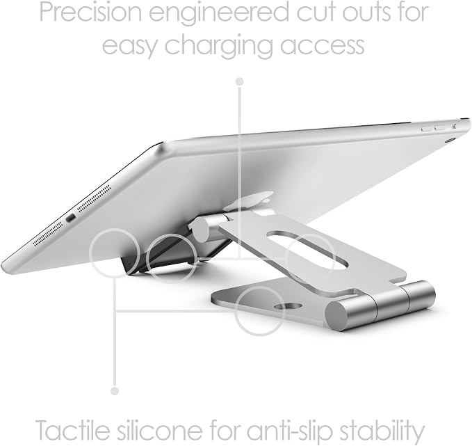 Desire2 Cell Phone Stand Adjustable for Desk, Dual Rotation Compatible with iPhone 13 12 11 Pro XS Max XR X 8 7 6 6s Plus SE SE2 5 5s - Silver | Reflective Waterproof Dog Cover with Harness Hole - Size L