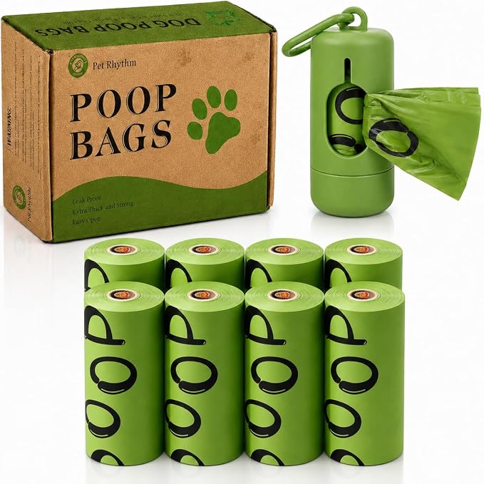 Dog Poop Bags rolls with Dispenser,120 pack Plant-Based Material | Dog Waste Bags Extra Thick Leak-Proof , Lavender-Scented Dog Poop Bags, 13x9 Inch for Bags for Dogs Walking and Cat Litter