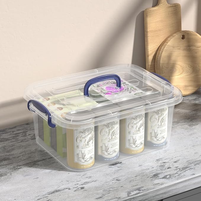 8 Quart Clear Plastic Storage Latch Tote Box with Handle, 2 Packs | Latching Organizing Container Bin with Lids