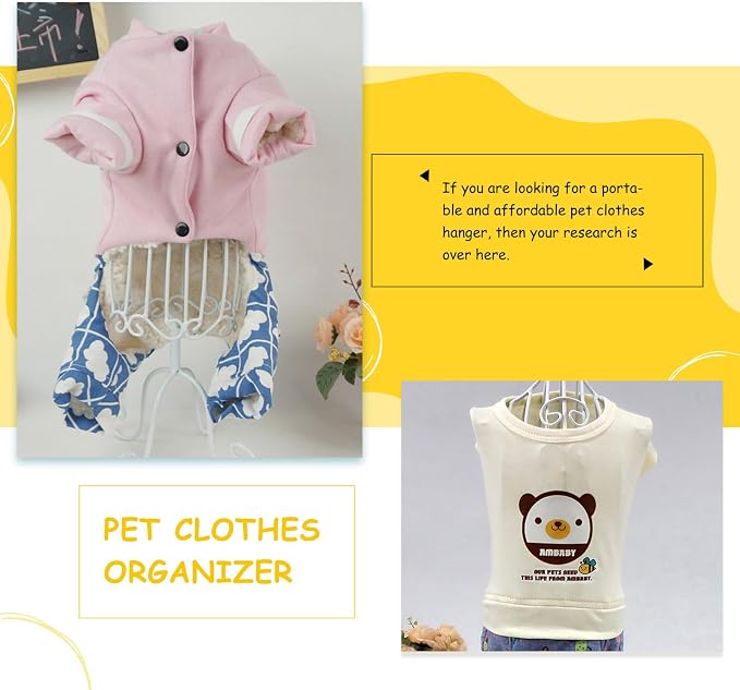 Mipcase Dog Cloth Hanger Metal Dog Dress Mannequin Display Rack Mini Shirt Hangers for Pet Clothes