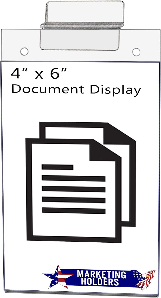 Marketing Holders 6 Pack Slatwall Sign Holder 4 Inch by 6 Inch Pricing Sales Events Photos Specials and Product Lists Clear Acrylic Sleeve for Retail Stores and Offices