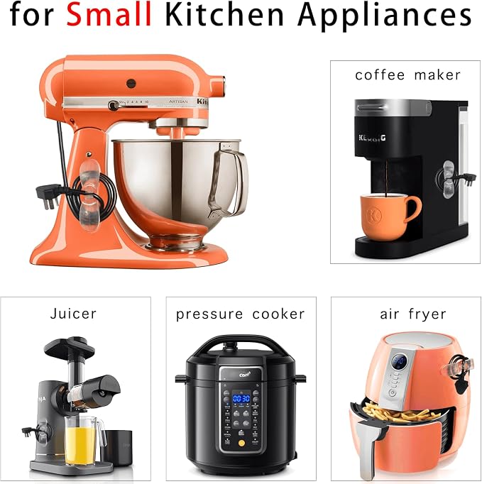 Cord Organizer Kitchen Appliances, Clear Holder for Stand Mixer, 3PCS Self Adhesive Stick On Cable Wrap Keeper Hook, Electric Wire Hider, Silicone Compatible Accessories with KitchenAid
