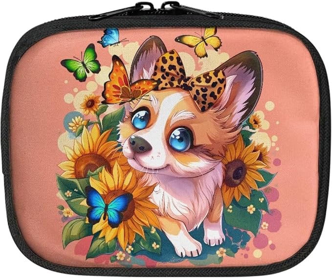 Dog First Aid Kit Travel Small Emergency Kit Cute Corgi Empty First Aid Bag Pet First Aid Pouch with Zipper Portable Medicine Medical Bag
