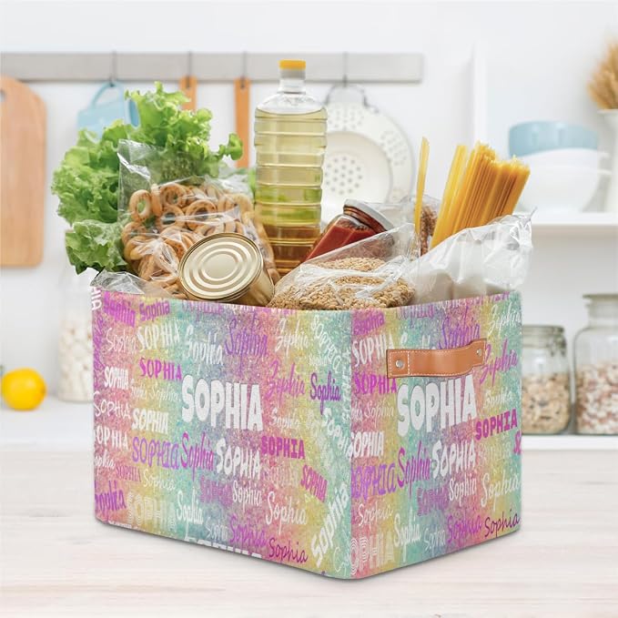 Custom Storage Basket, Colorful Bling Sequins Glitters Pink Yellow | Organizing Boys Girls Pets Toys Closet Shelf Clothes Books