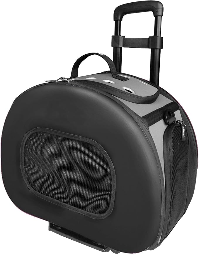 Pet Life ® 'Final Destination' Military-Grade Hardshell and Light 2-in-1 Wheeled or Carrying Travel Airline Cat and Dog Carrier Crate or Portable Pet Kennel