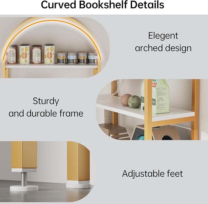 Kepptory Arched Cat Storage Shelf, 5-Tier Cat Tower Display Rack with Cabinet