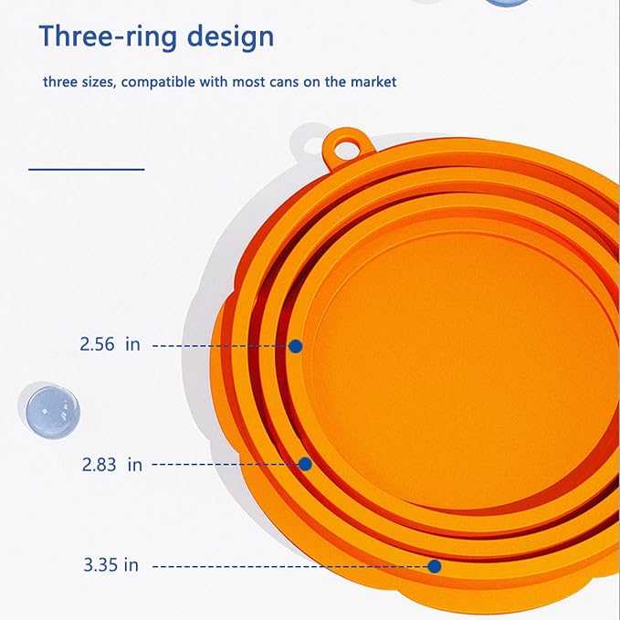 3 Sizes Three-Ring Universal Pet Food Can Lid, Pumpkin Shaped BPA Free Silicone Airtight Cover with Food Scraper Spoon & Portable Carabiner, Reusable Dog Cat Wet Food Storage Cover Orange