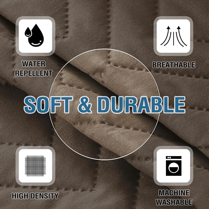 H.VERSAILTEX Water Resistant Armrest Covers for Sofa, 2 Pack, Taupe/Beige | Waterproof Armchair Caddy, Couch Arm Covers Remote Control Holder Sofa Armrest Organizer for Magazine, Tablet, Phone, iPad