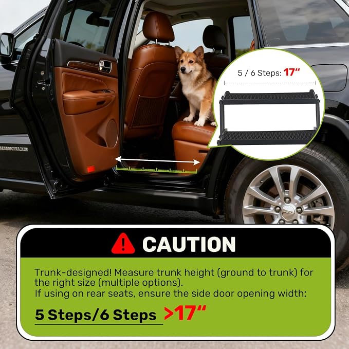 Foldable Dog Car Steps - Upgraded Non-Slip Pet Stairs for Large Dogs, Portable Metal Frame Dog Ramps for High SUV, Truck and Cars, Lightweight Pet Ladder with High Load-Bearing Capacity (5 Steps)
