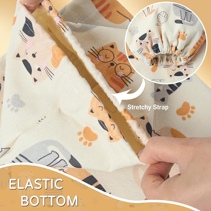 Plastic Bag Holder, Reusable Grocery Bag Holder for Plastic Bags Groceries Store, Flower Canvas Trash Plastic Bag Organizer Storage Holders for Home Kitchen Pantry Decor (Pretty Cat)