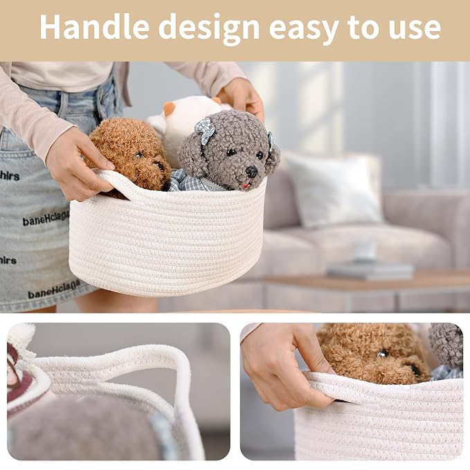 Happyiren Cute Woven Gift Basket – Beige Empty Gift Basket for Nursery, Baby Shower Gifts, Birthday, Wedding, Burr Baskets for Valentines Day,, Decorative Storage Bin for Toys, Diapers, Books