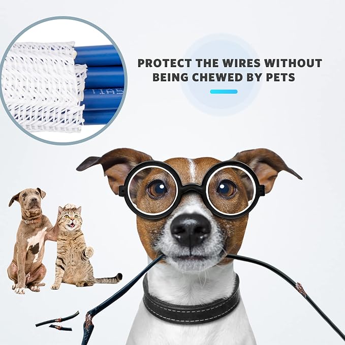 AGPTEK Cable Sleeve, 10ft - 1.5 inch Cable Management Cord Hider, White | Desk Cord Cover Organizer Wire Hider for Office Computer TV Wire Loom Tubing Pet-Proof Cord Protector from Cat Dog Chewing
