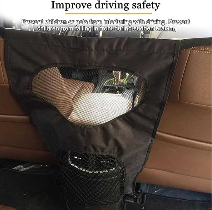 Car Mesh Organizer, Vehicle Seat Back Net Bag Barrier for Backseat Pet Kids, Auto Driver Storage Netting Pouch Holder for Cargo Tissue Purse, Universal for SUV, Truck, RV