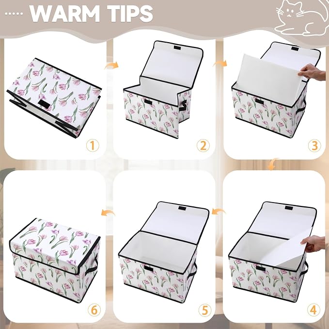 Stackable Storage Bins with Lids,Closet Organizers Fabric Box for Home and Office,Blanket Clothes Organizers,Under Bed Storage Containers 3 Pack