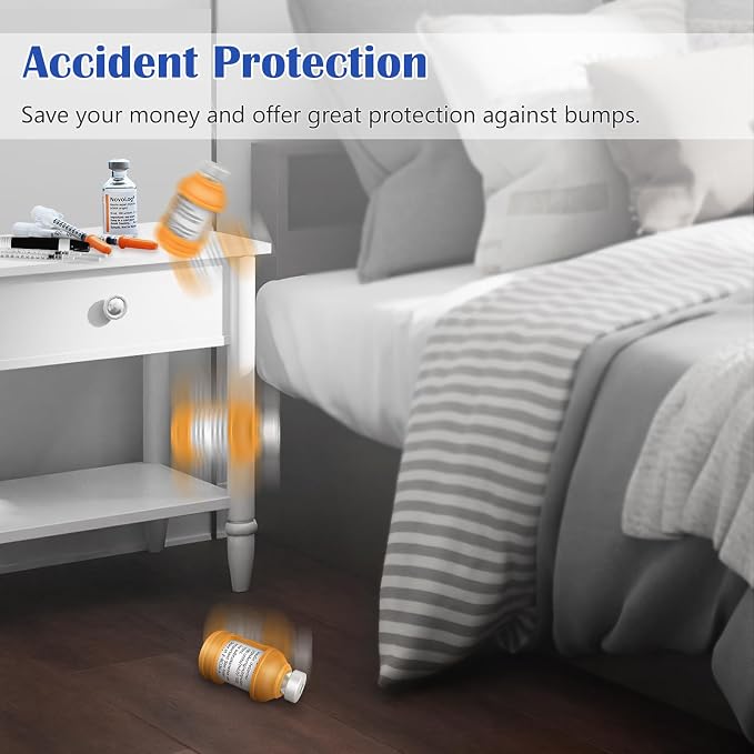 MEDMAX Insulin Via Bottle Protector Case for Diabetic | Silicone Protective Sleeve Holder for Most 10ML Insulin Vials, 2 Pack (Short Orange)