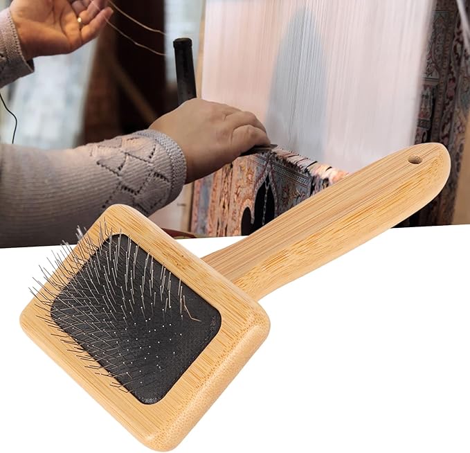 Macrame Comb, Wooden Handle Macrame Fringe Comb with Air Bag Cushion for Knitting Cord Rope Plant Hangers Wall Hangings Pet Hair Combing